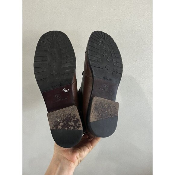 Cole Haan Women's Boot 9.5 Top Zip Up Brown Leather Sherpa Sheepskin - Picture 5 of 7